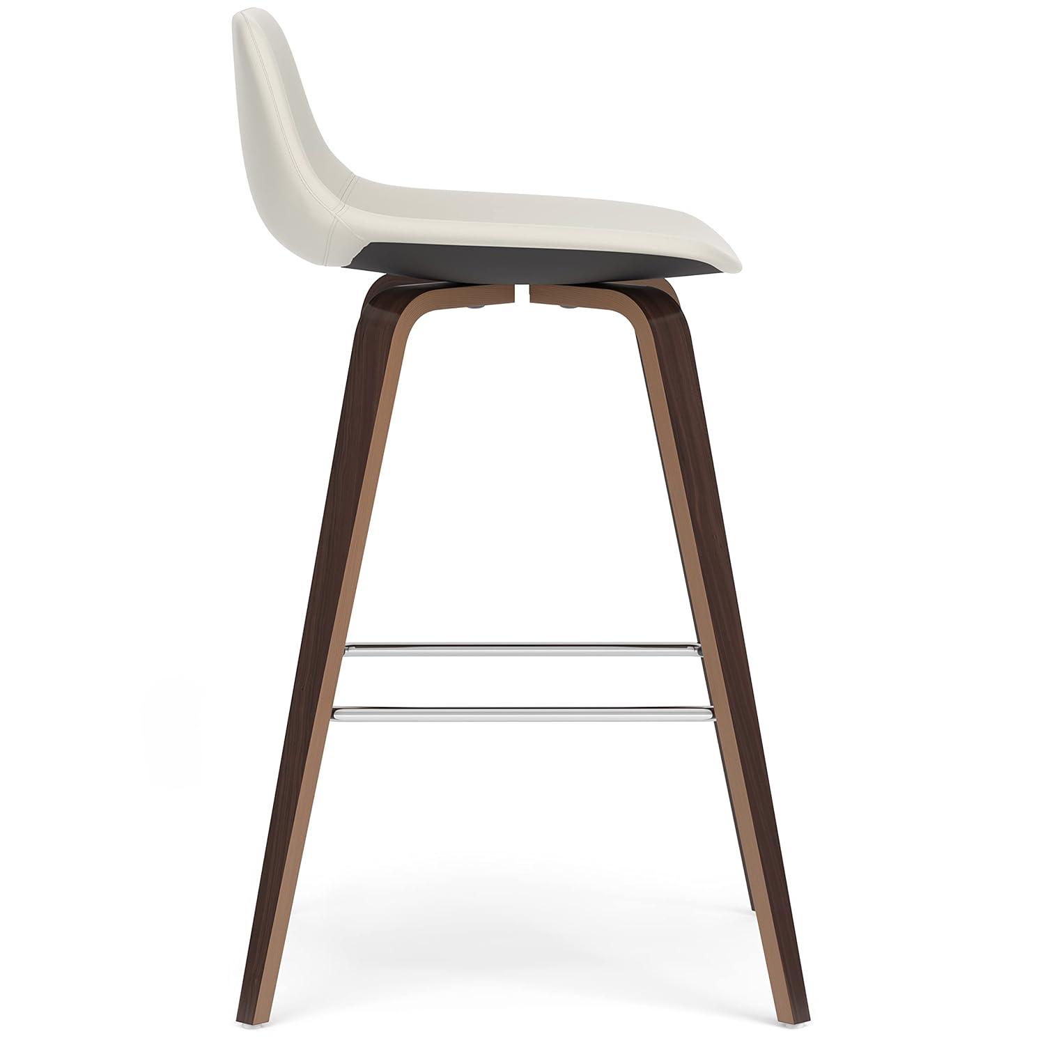 Set of 2 Cacey Bentwood Counter Height Barstools Cream - WyndenHall: Mid-Century, Chrome Legs, Foam Padding