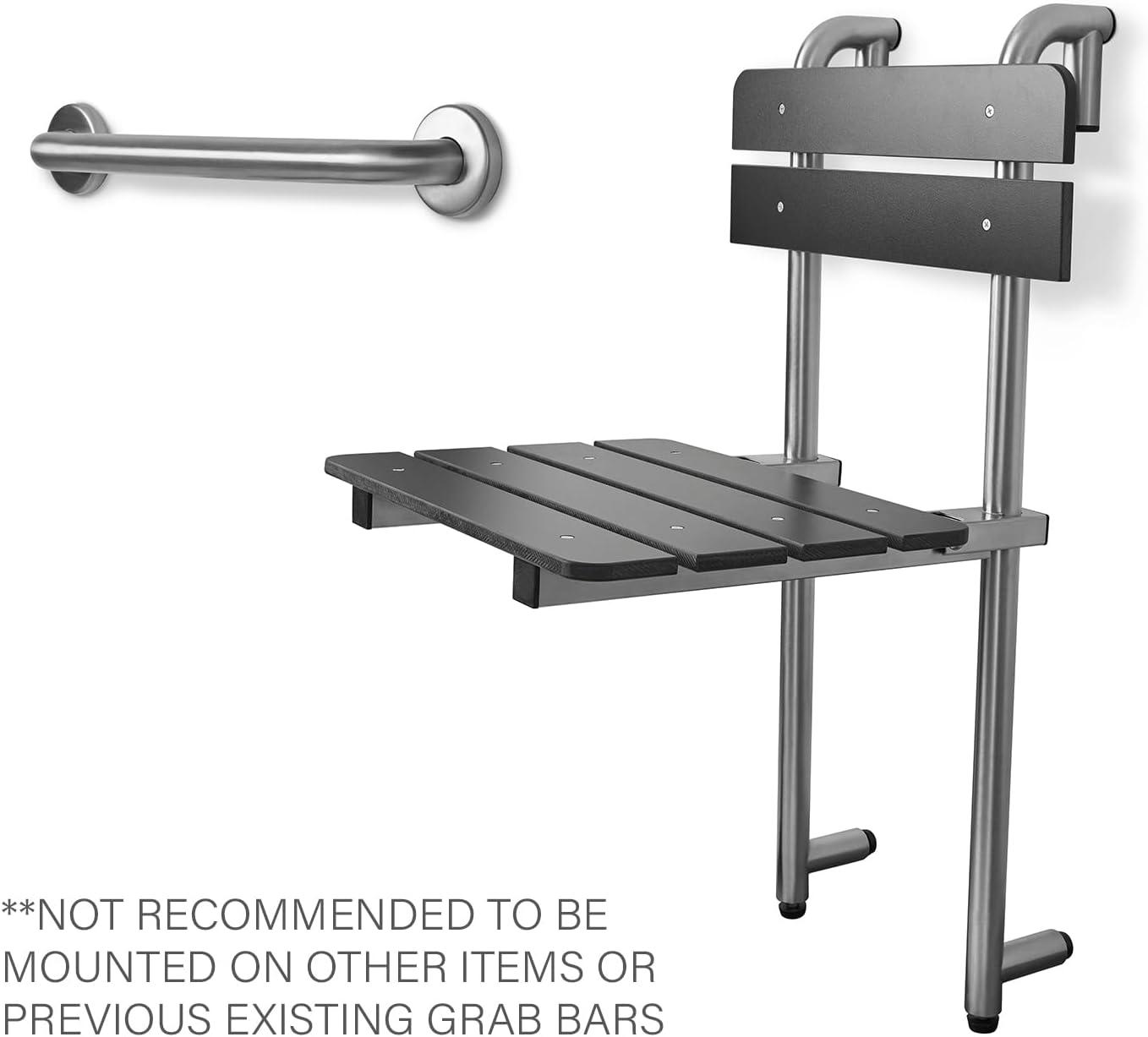 Seachrome Portable Hanging Profile Bench Shower Seat with 18-inch Grab Bar, Grab Bar Supported