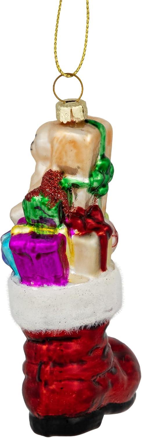 Northlight Seasonal 5" Shiny Red Present Filled Stocking Hanging Glass Christmas Ornament