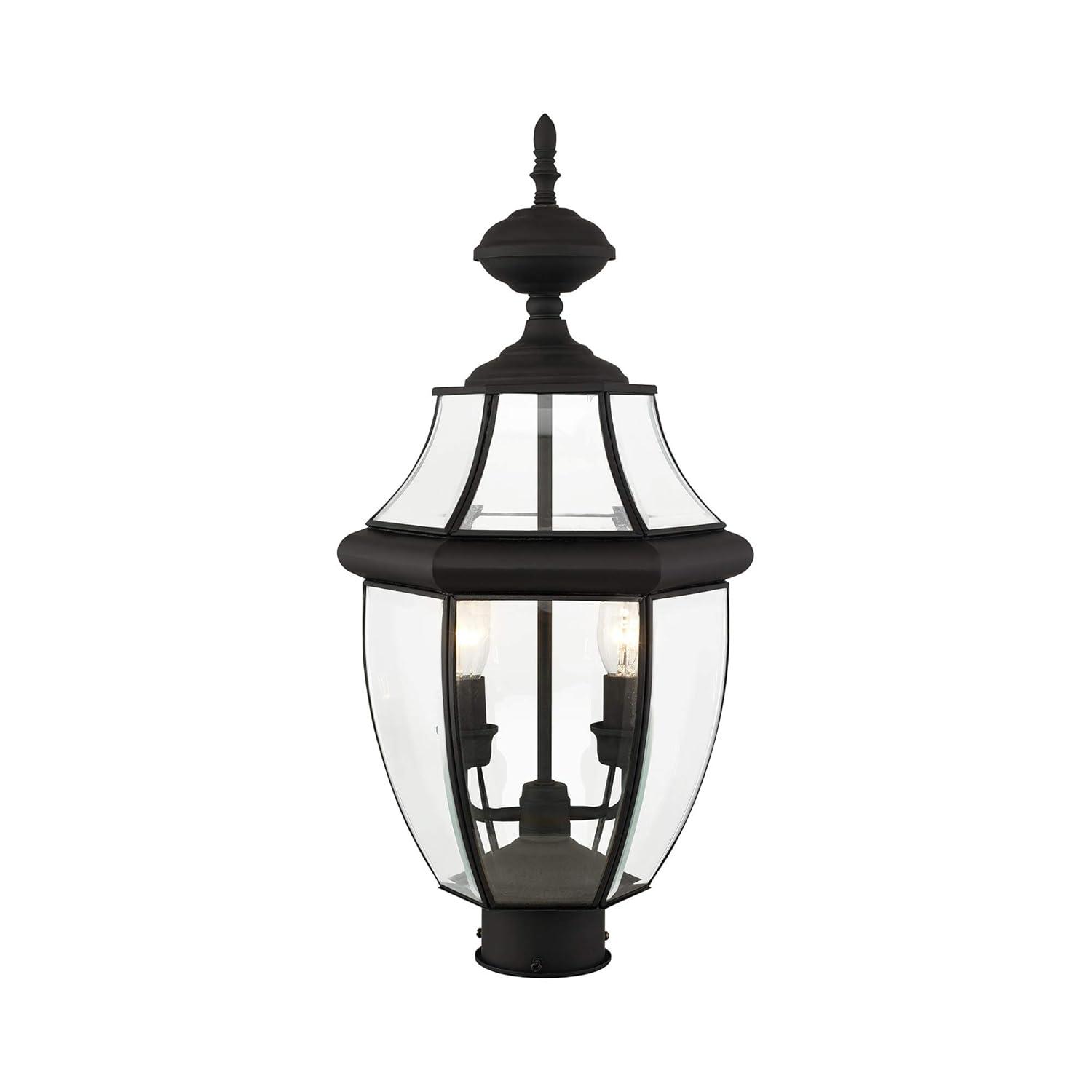Lighting Lumens 2 Light Verdigris Outdoor Post Lantern Pendant - Clear Beveled Glass Shade