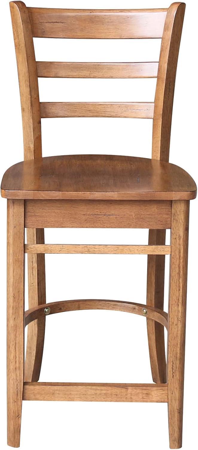 International Concepts 24" Emily Counter Height Barstool Distressed Oak: Hardwood Frame, Ladder-Back Design