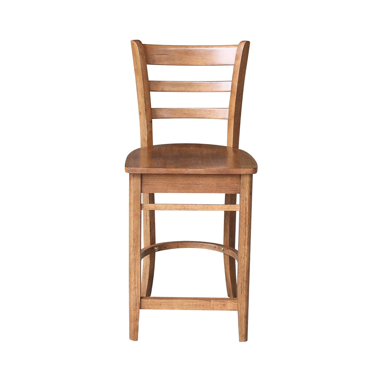 International Concepts 24" Emily Counter Height Barstool Distressed Oak: Hardwood Frame, Ladder-Back Design