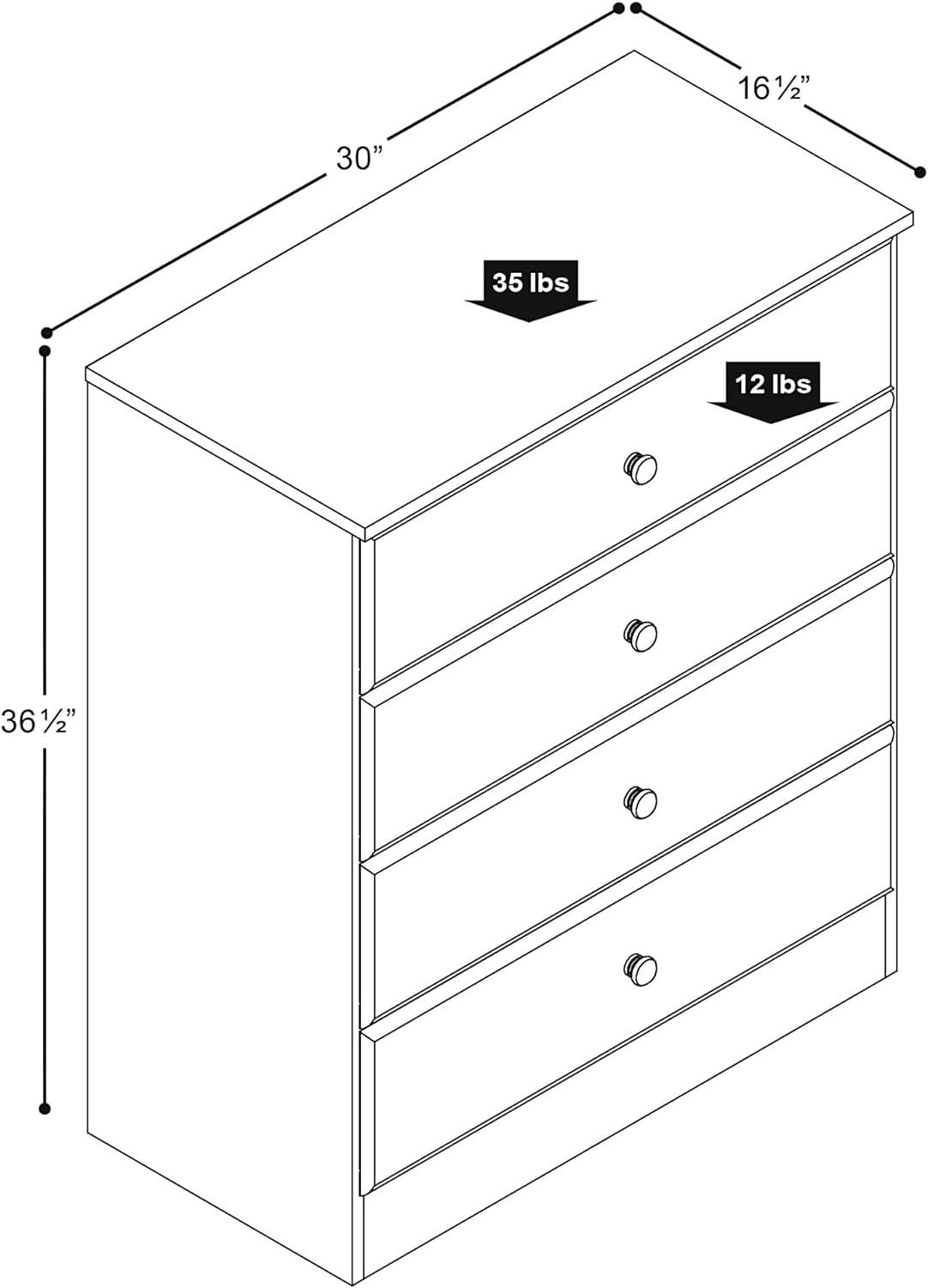 Prepac Astrid 4-Drawer Chest, Drifted Gray