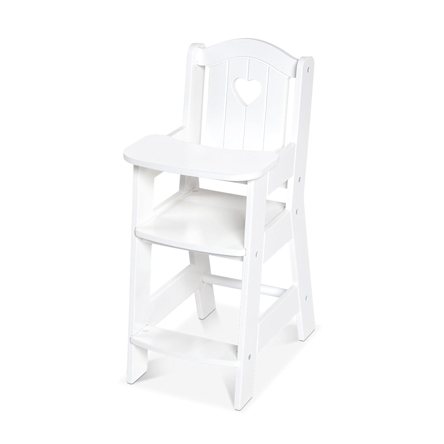 Melissa & Doug Play High Chair - Pretend Play High Chair Baby Doll Accessories,White