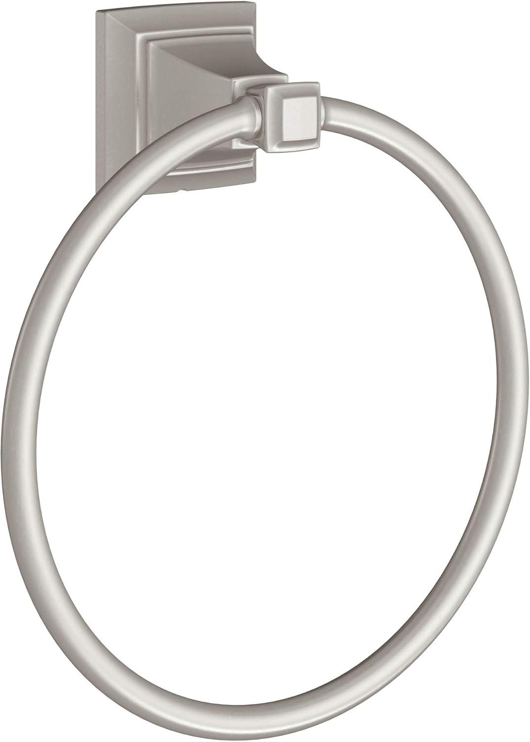 Brushed Nickel Wall Mounted Towel Ring with Architectural Detailing