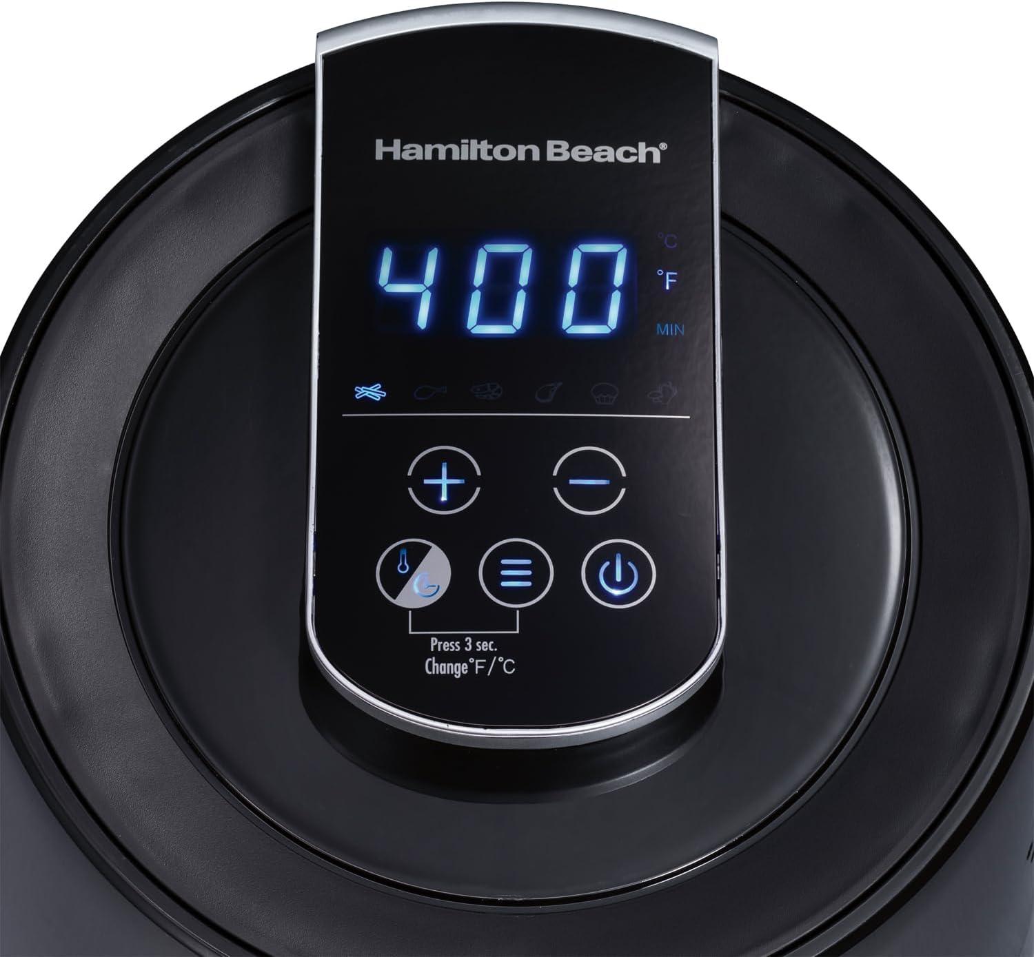 Hamilton Beach Air Fryer Oven 3.7 Quarts, Digital with 6 Presets, Easy to Clean Nonstick Basket, Black 35050