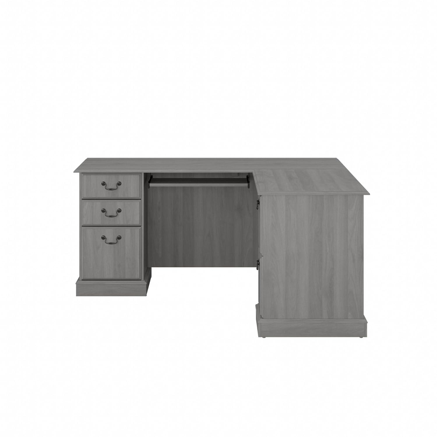 Bush Furniture Saratoga L Shaped Computer Desk with Drawers, Gray