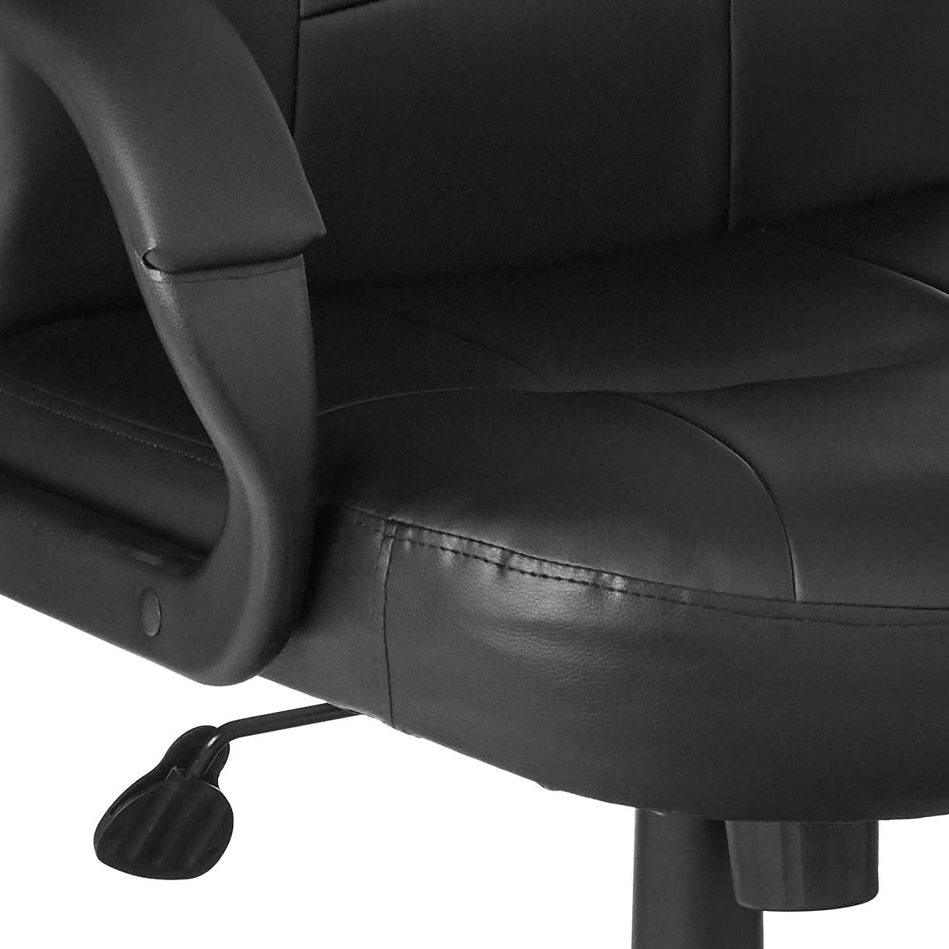 Executive High Back Leatherplus Chair Black - Boss Office Products: Ergonomic, Swivel, Adjustable Height, Metal Frame