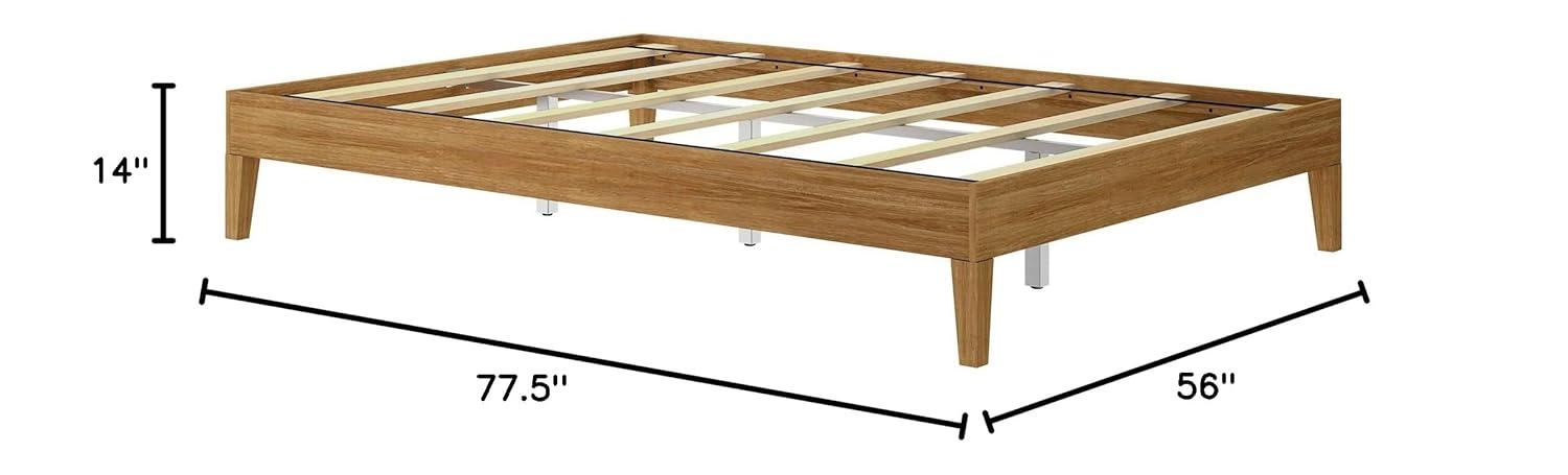 Plank+Beam Solid Wood Queen Platform Bed Frame, Matte Pecan