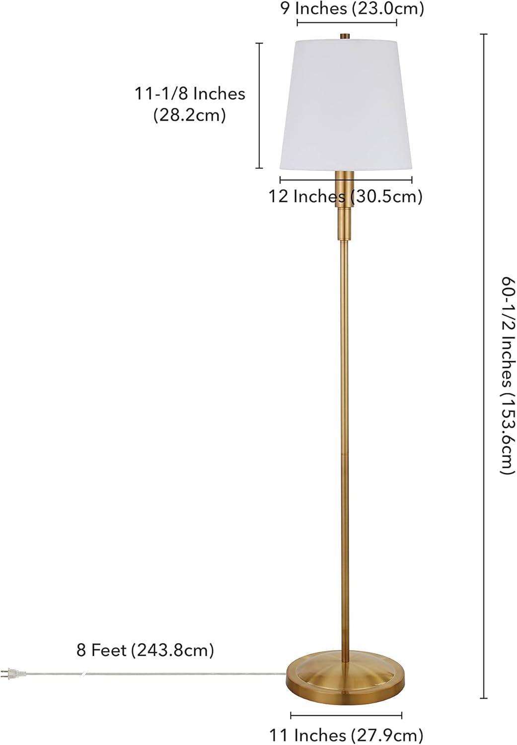 Henn&Hart 12" Brass Metal/Fabric Floor Lamp