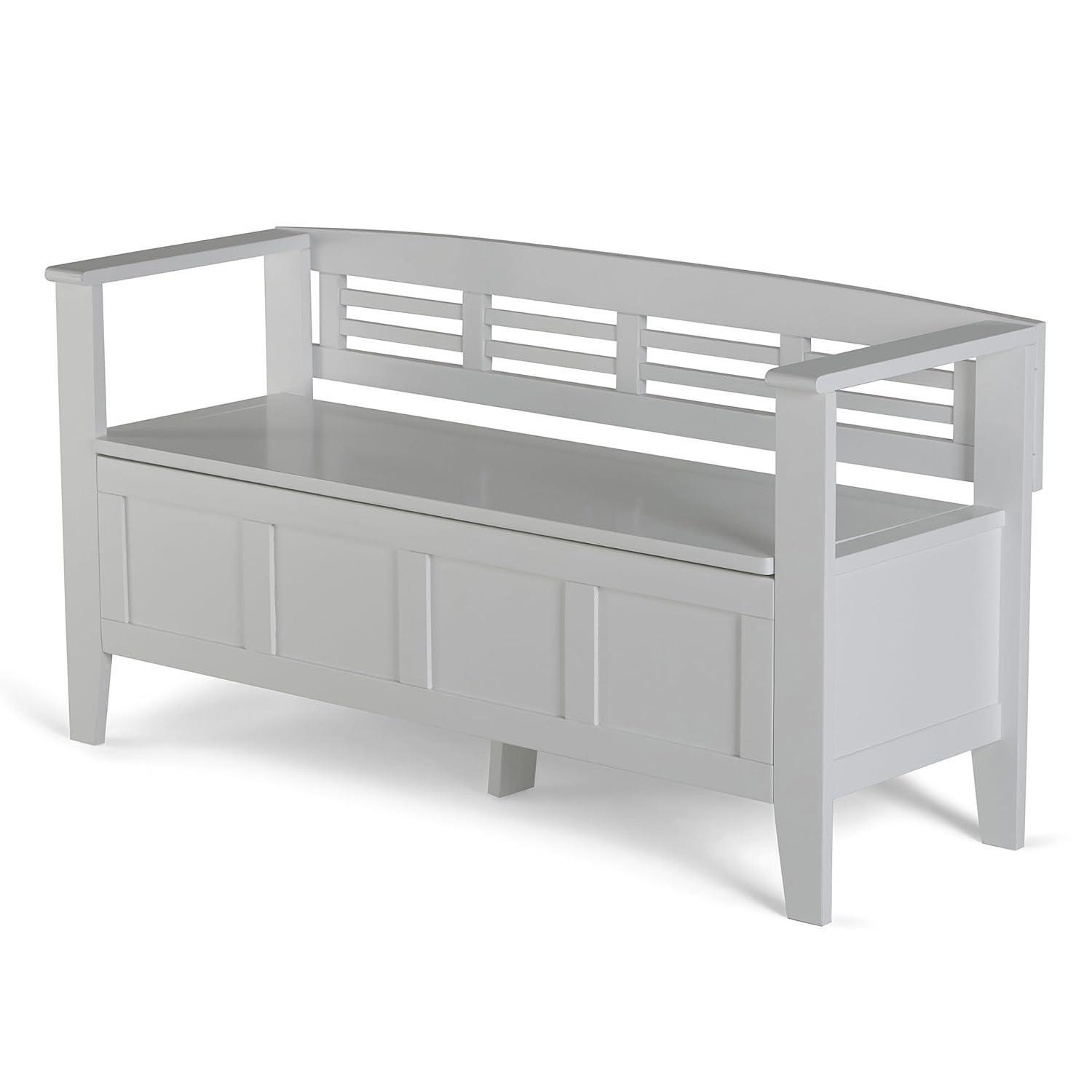 Simpli Home Adams 48"W Solid Wood Contemporary Entryway Storage Bench with Lift-Top Lid and Dual Compartments