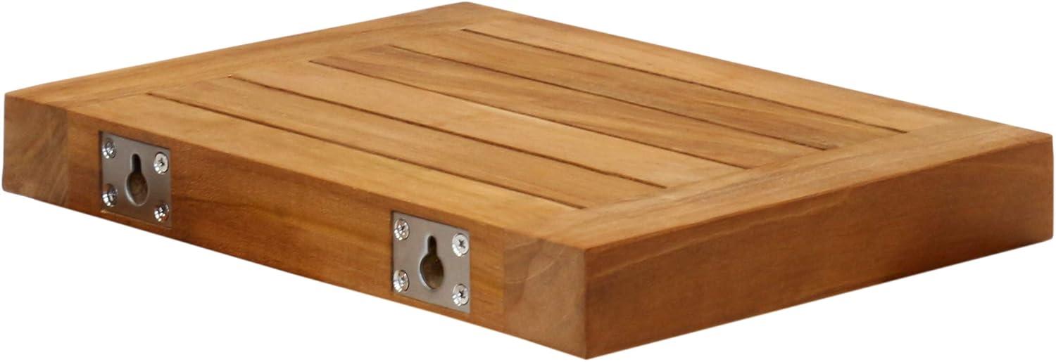 18" Natural Teak Wood Floating Wall Shelf