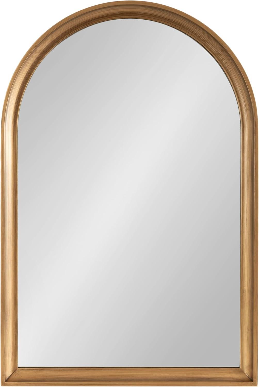 Kate and Laurel Hatherleigh Vintage Arched Wooden Wall Mirror, 24 x 36, Antique Gold, Decorative Arch Mirror for Use as Vanity Bathroom Mirror or Fireplace Mantel Mirror