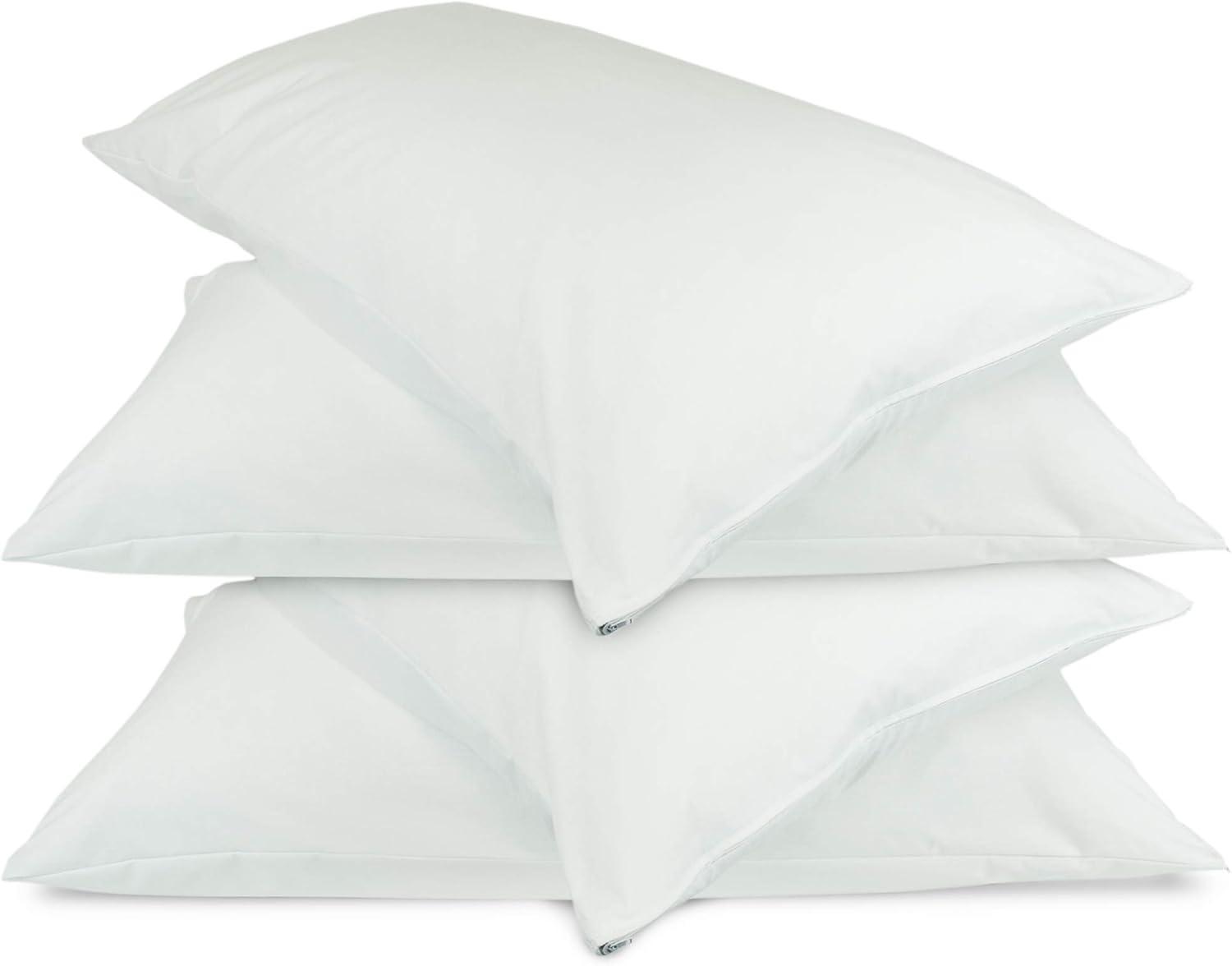 Luxury Hotel Collection, Ultra Soft Pillow Protector | Pillow Cover with Zipper, Soft & Comfortable for Hair and Skin, White - Queen Size - Set of 4