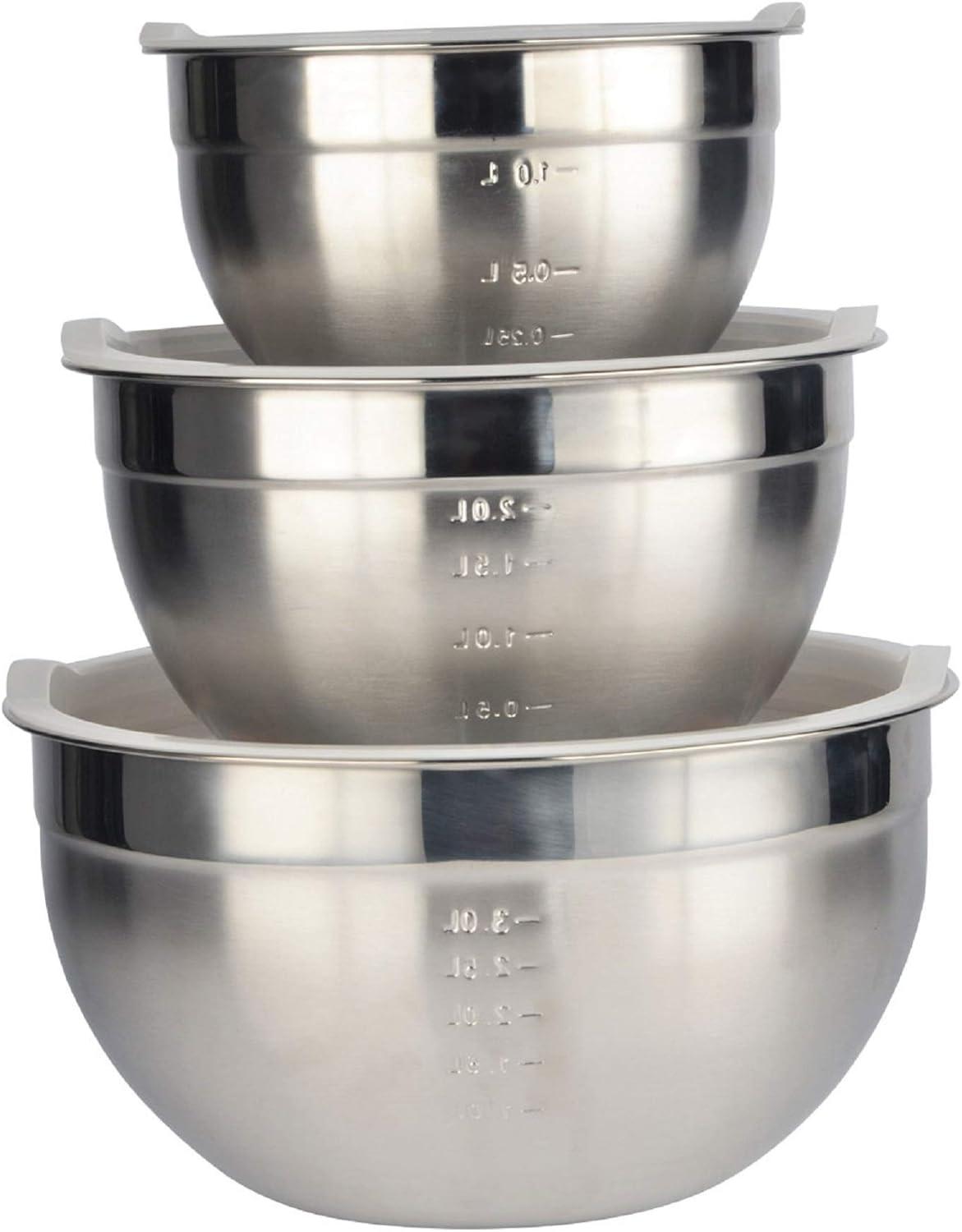 6 Piece Stainless Steel Mixing Bowl Set with Lids