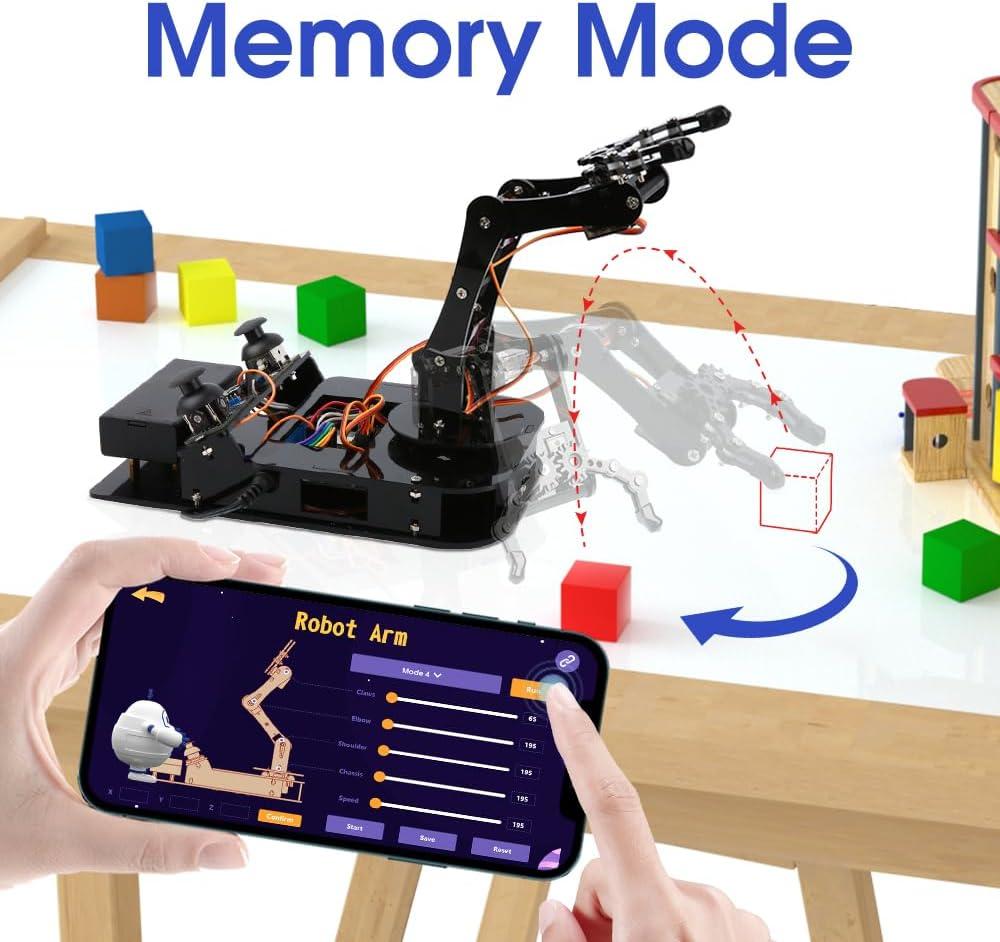 ACEBOTT 4 DOF ESP32 Programmable Robotic Arm Kit, Robotics Kit App Remote Control Robot Toys Compatible with Arduino, STEM Educational DIY Robot Arm Kit Gift for Teenagers & Adults