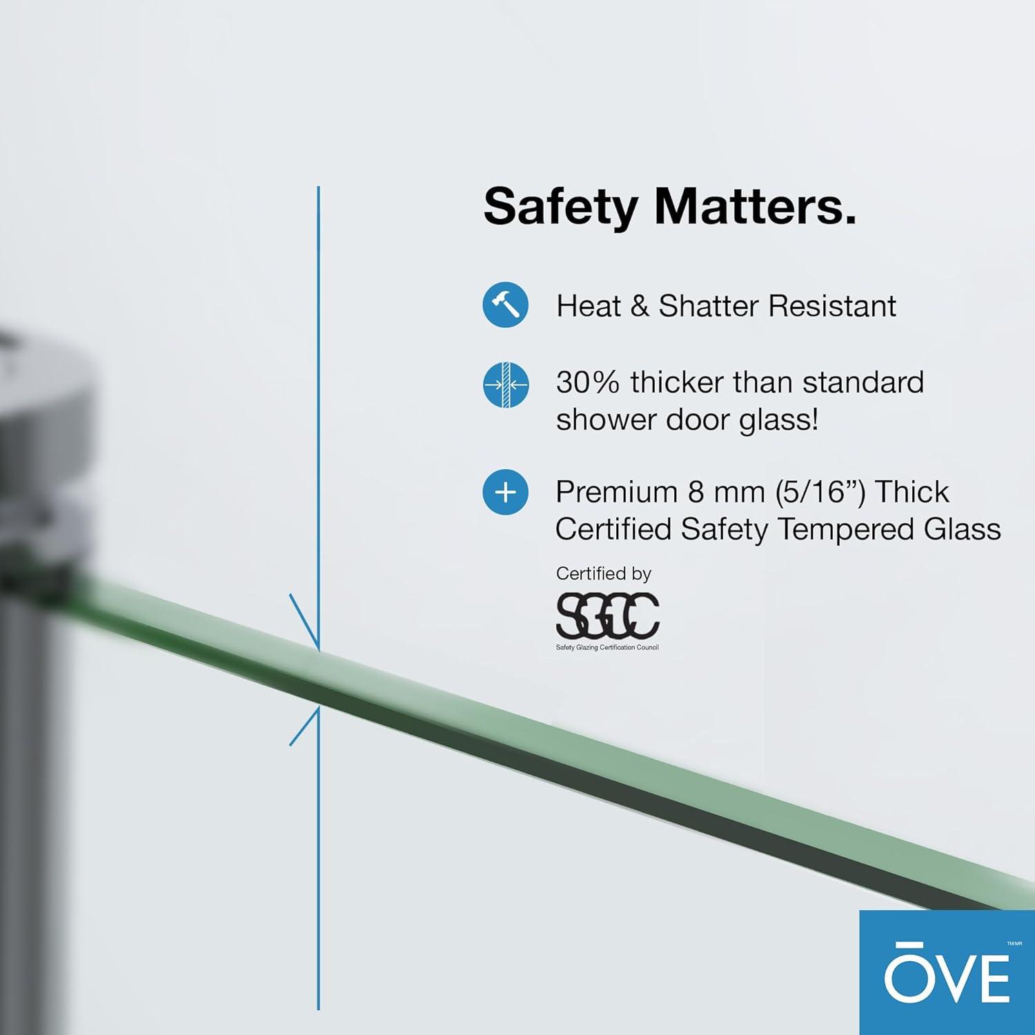 OVE Decors Bel Soft Close Black 72-in x 78.75-in Frameless Sliding Soft Close Shower Door