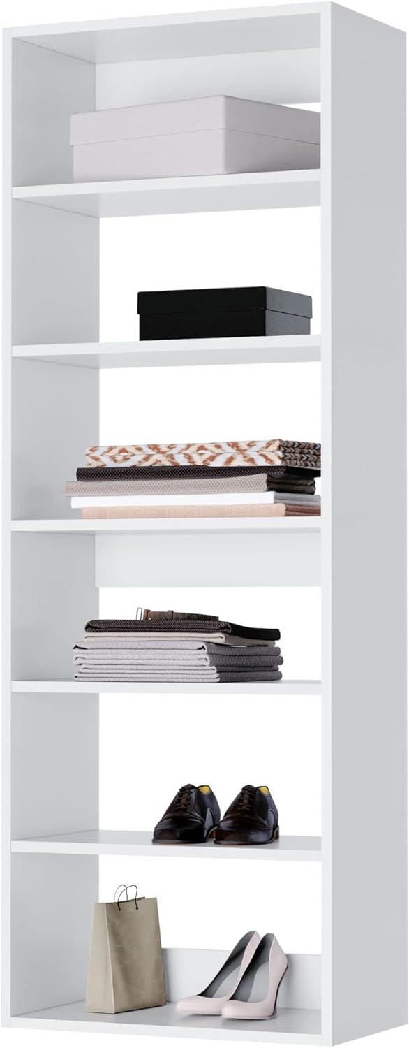 White Modular Closet Shelf Tower with Adjustable Shelves