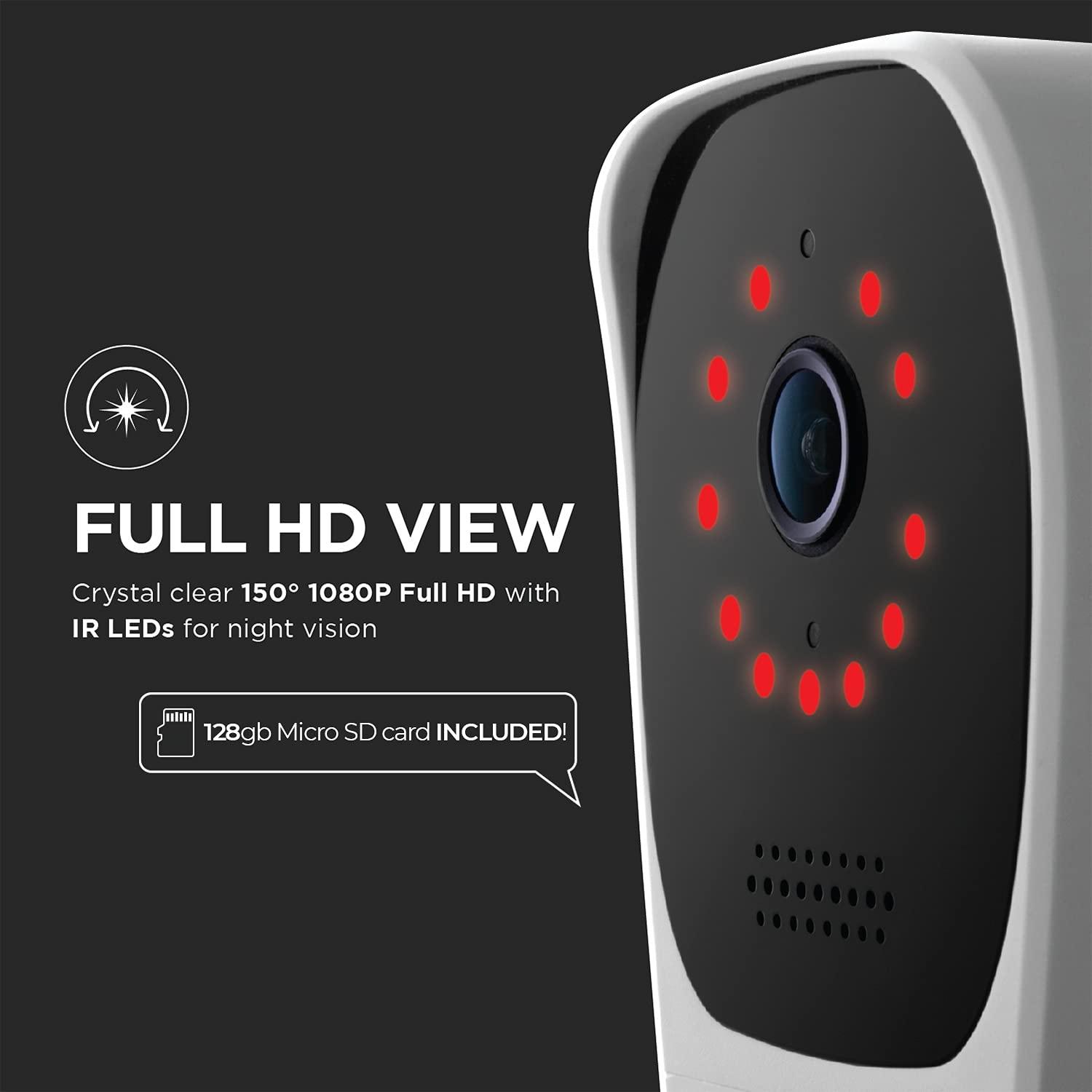 Home Zone Security Floodlight Camera – Smart 2.4 GHz Wireless 1080P Outdoor Security Flood Light Camera, No Subscription Required