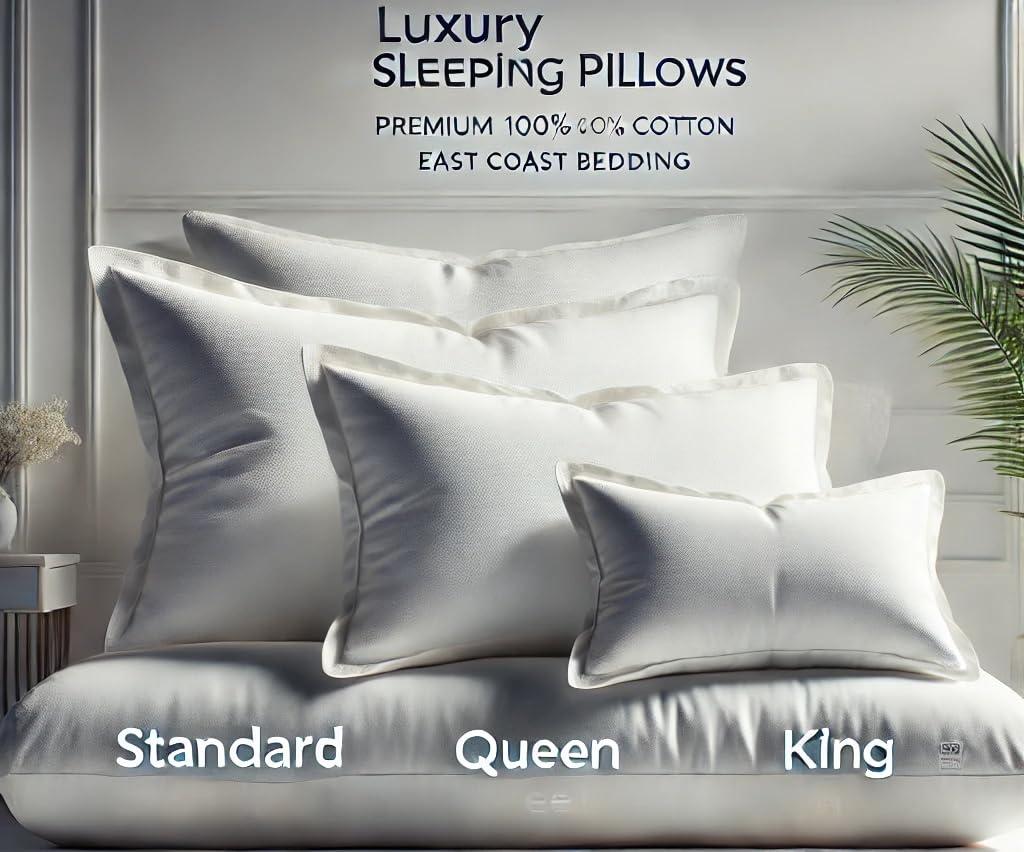 East Coast Bedding Cozy Dream Firm Goose Feather Down Pillow Support Queen Size Set of 2