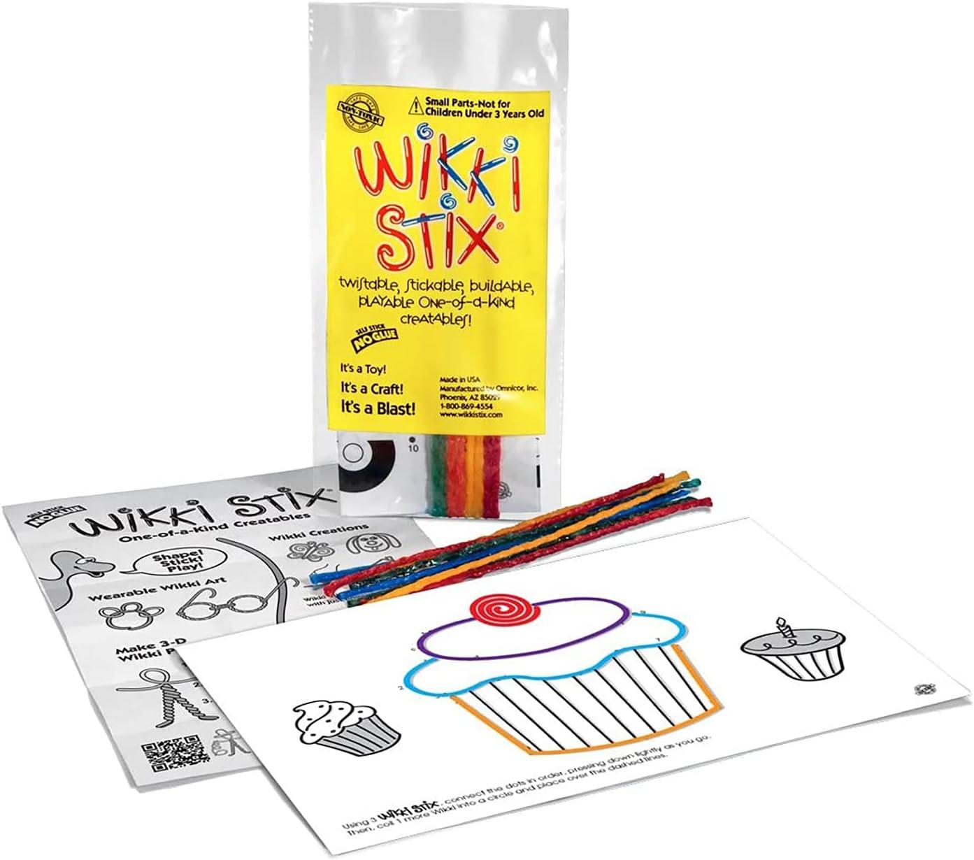 Wikki Stix Birthday Fun Favors, pack of 20 individual fun favors, each with 12 Wikki Stix and a birthday themed play sheet, Made in the USA