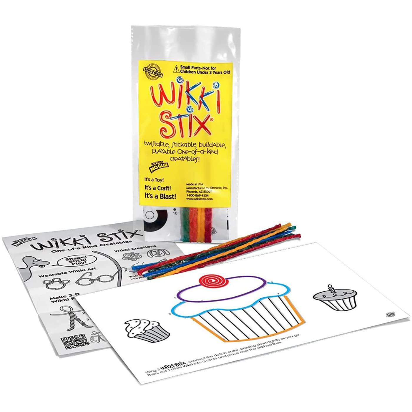 Wikki Stix Birthday Fun Favors, pack of 20 individual fun favors, each with 12 Wikki Stix and a birthday themed play sheet, Made in the USA