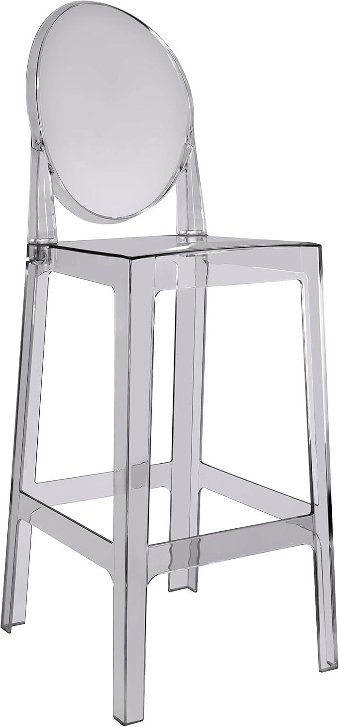 2xhome Set of 2 30" Seat Height Modern Contemporary Bar Stool with Oval Back Armless Polycarbonate Transparent Clear