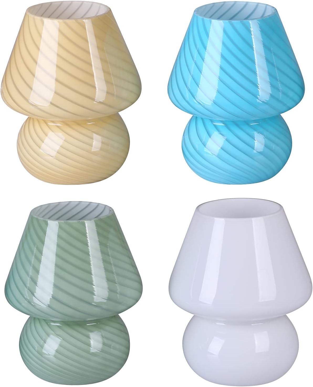 Small Beige Glass Mushroom Table Lamp