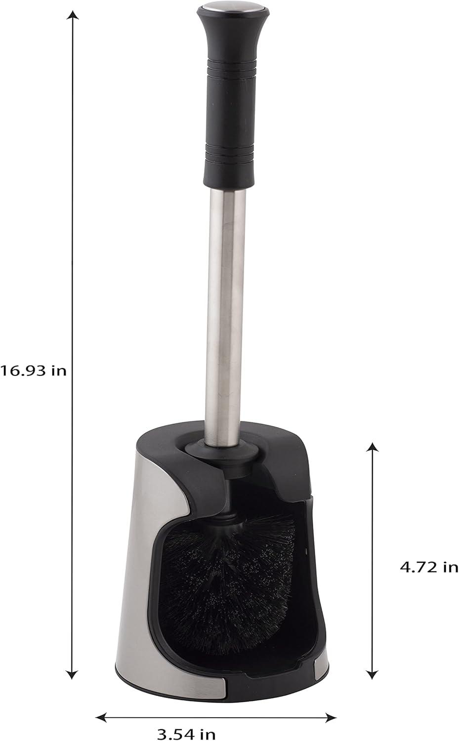 Stainless Steel and Black Toilet Brush with Holder