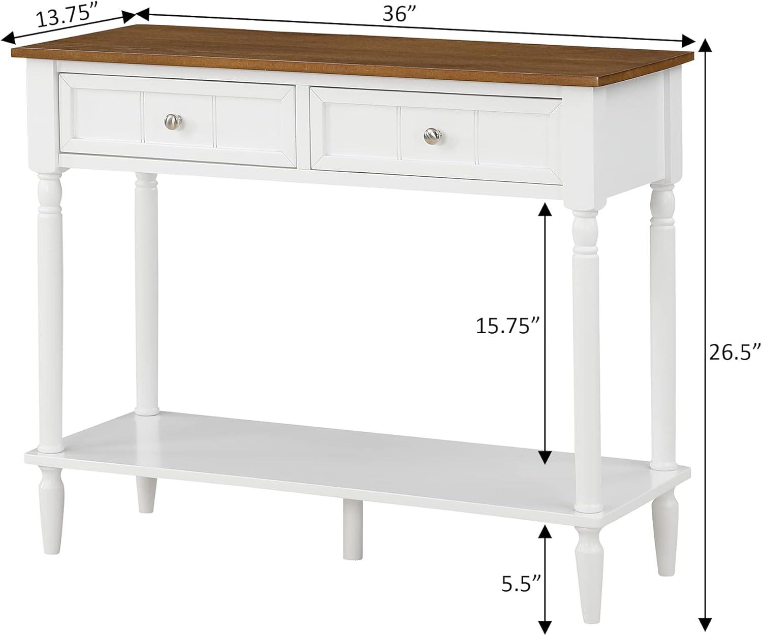 Convenience Concepts French Country Two Drawer Hall Table, Driftwood/White