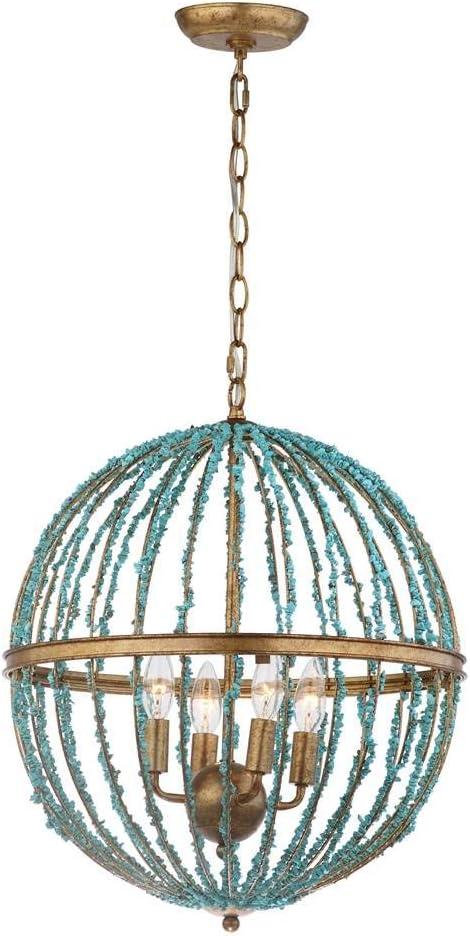 Safavieh Lalita Modern Glam Round Cage Chandelier, Blue