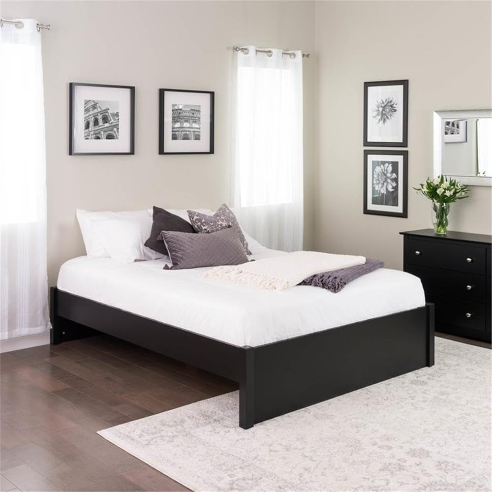 Prepac Select 4 Post Queen Platform Bed in Deep Black