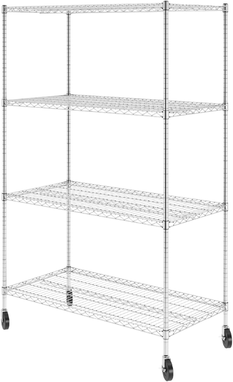 SafeRacks Heavy Duty Zinc-Plated Steel Wire 4-Tier Storage Shelving Unit