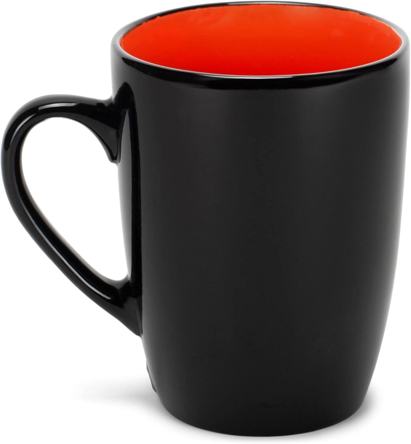 Elanze Designs Color Pop Warm Red Orange Yellow 16 ounce Glossy Ceramic Mugs Assorted Set of 4