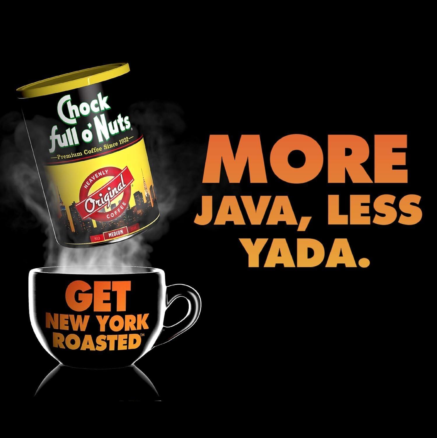 Chock Full o’Nuts Original Roast, Medium Roast Ground Coffee – Gourmet Coffee Beans – Smooth, Full-Bodied and Rich Coffee (30.5 Oz. Can)