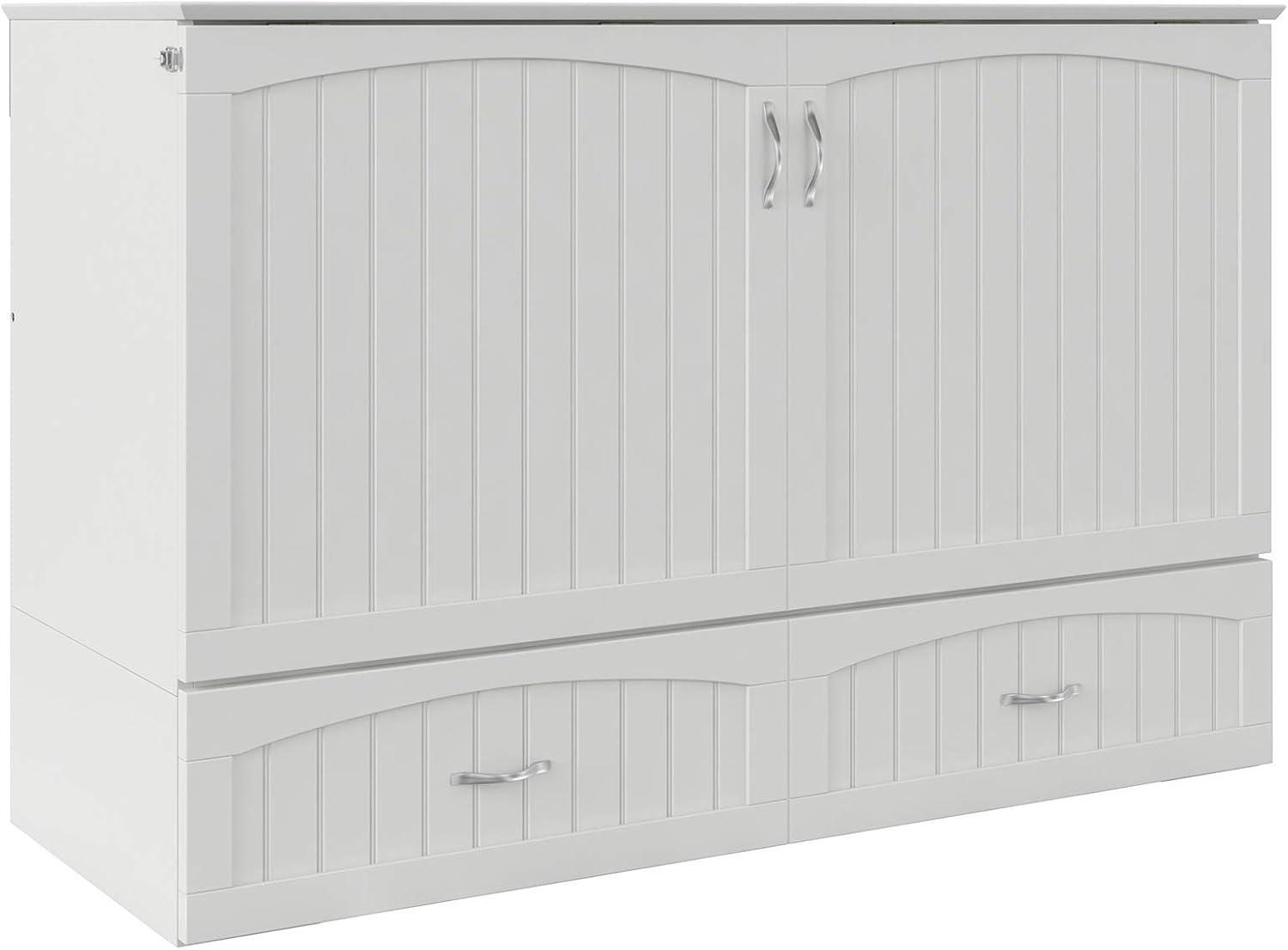 Southampton Queen White Murphy Bed Chest with Charging Station