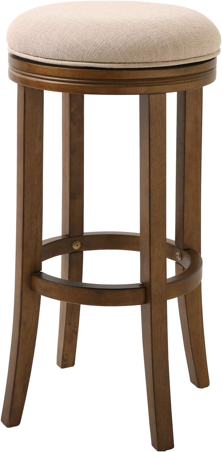 Victoria Honeysuckle Wood Swivel Bar Height Stool with Cream Upholstered Seat