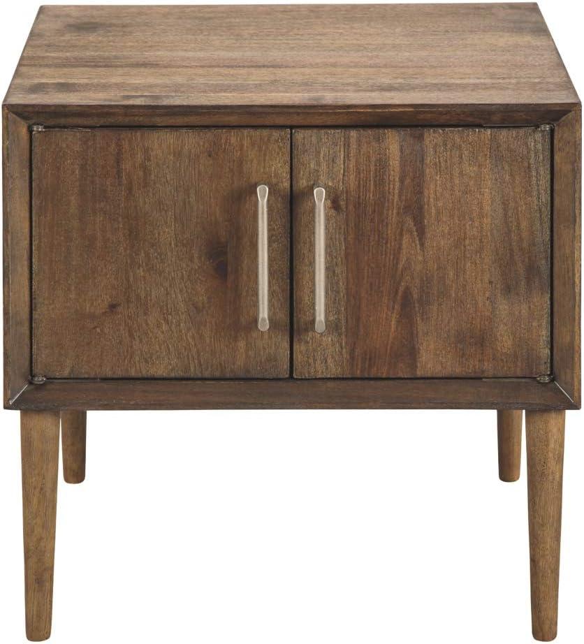 End Table Brown - Signature Design by Ashley: Mid-Century Storage Accent Table with Tapered Legs