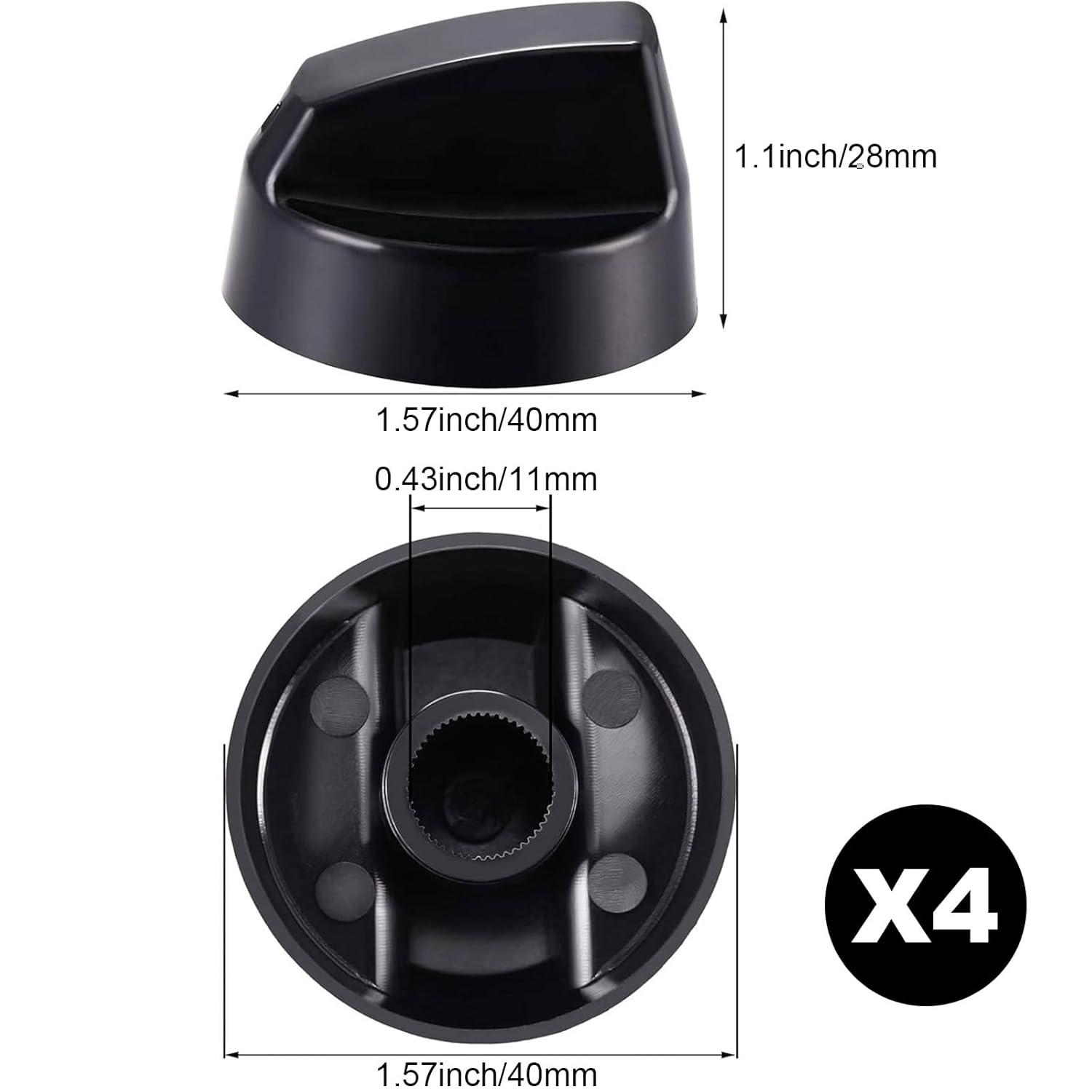 Myenne 4 Pack Oven Control Switch Knobs With 12 Adapters Universal Stove Knobs Replacements Burner Range Knobs For Oven Stove Range Black