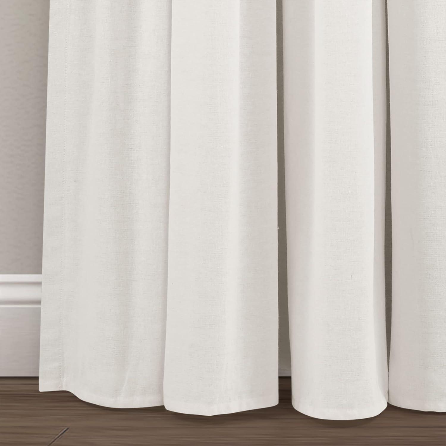 Linen Button 100% Lined Blackout Window Curtain Panel Linen Single 40X84