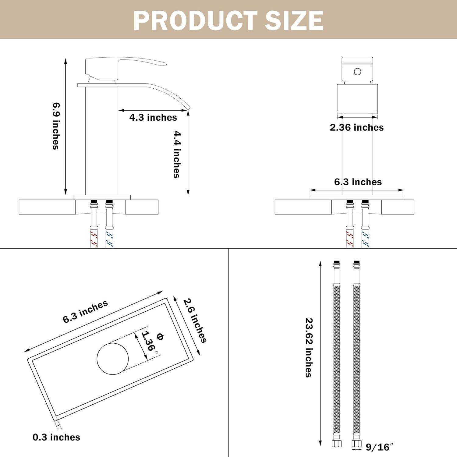 Waterfall Bathroom Faucet,Single Handle 1 Or 3 Hole Bathroom...
