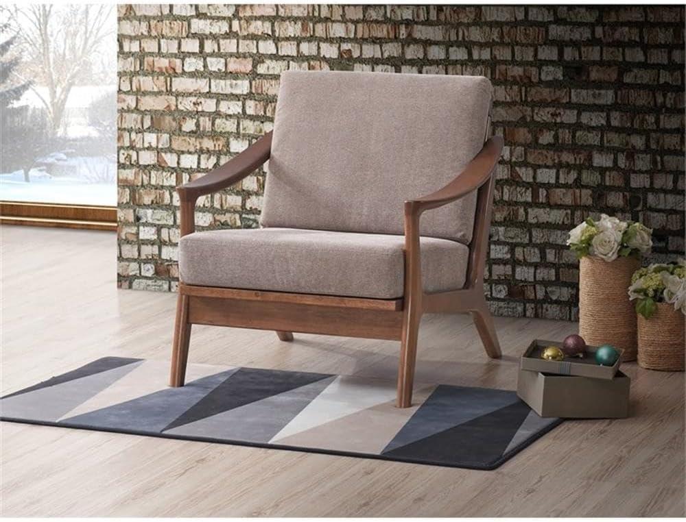 31" Lide Accent Chair Light Brown Fabric/Brown Finish - Acme Furniture: Cotton Upholstery, Wood Frame, No Assembly Required