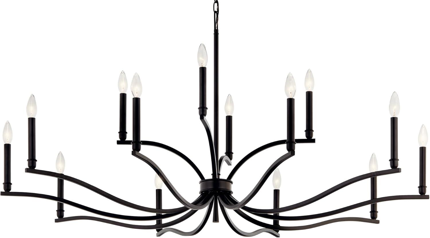 Malene Black 14-Light 2-Tier Candle Chandelier