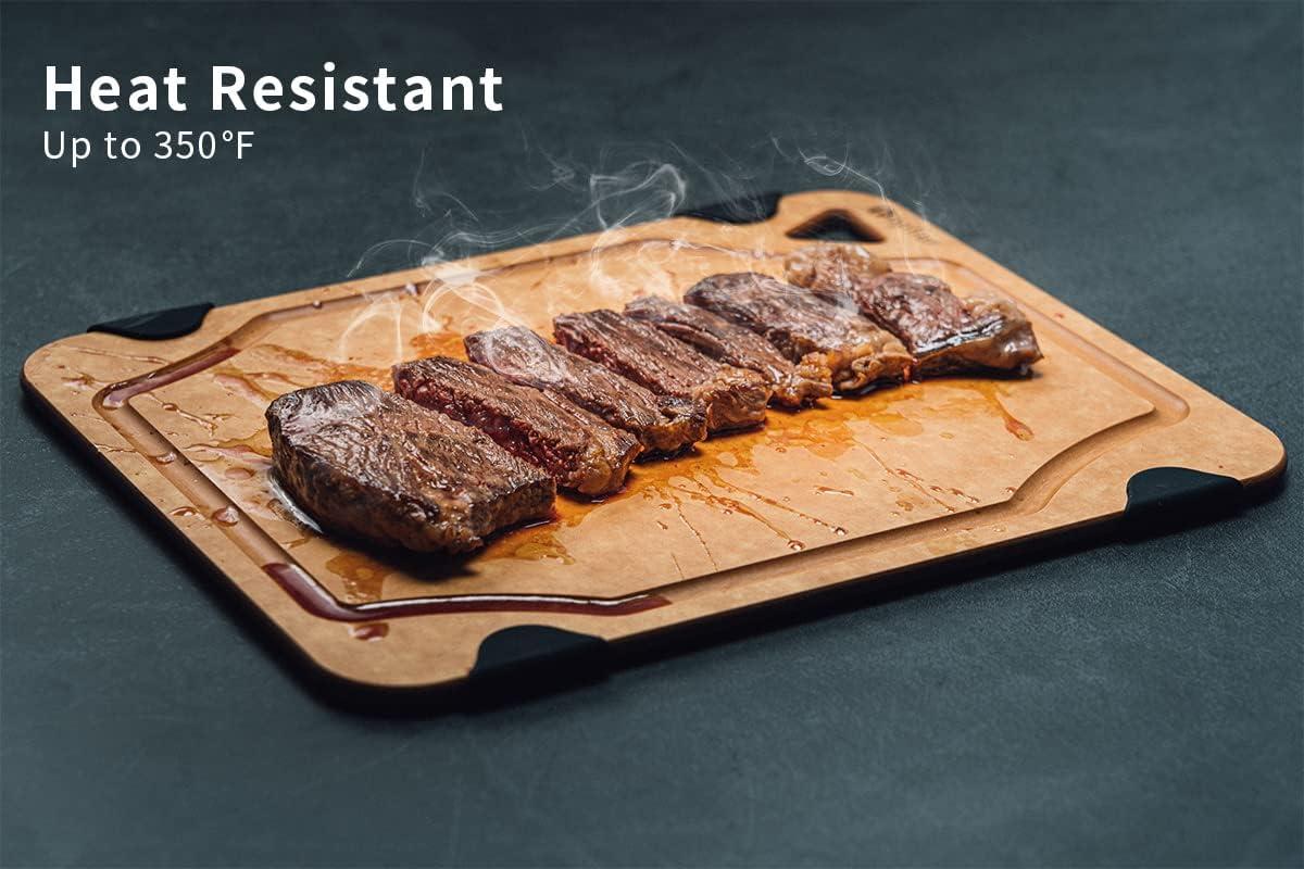 Large Natural Wood Fiber Rectangular Cutting Board with Non-Slip Edges