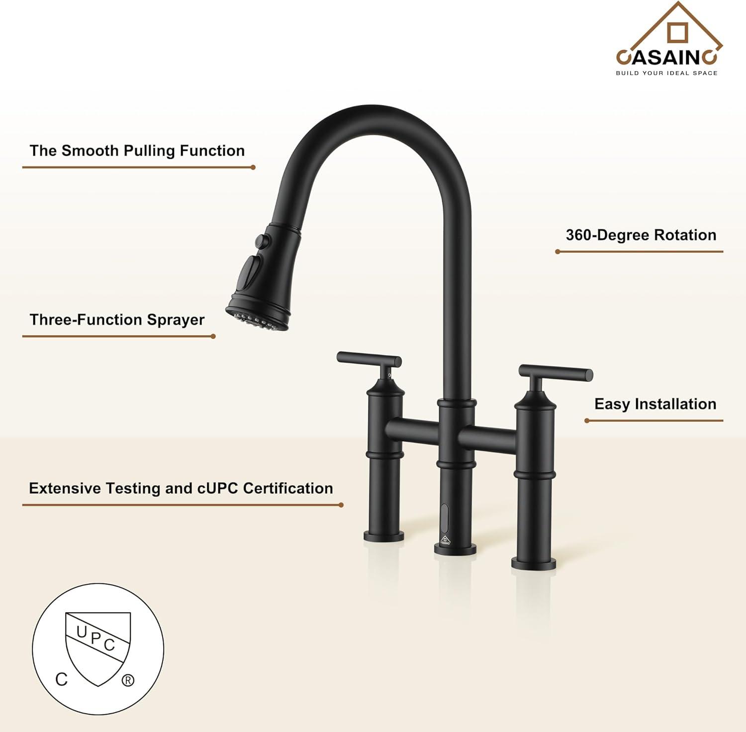 CASAINC 1.8 GPM Single-Handle Spring Pull-Down Kitchen Faucet Single Hole Faucet