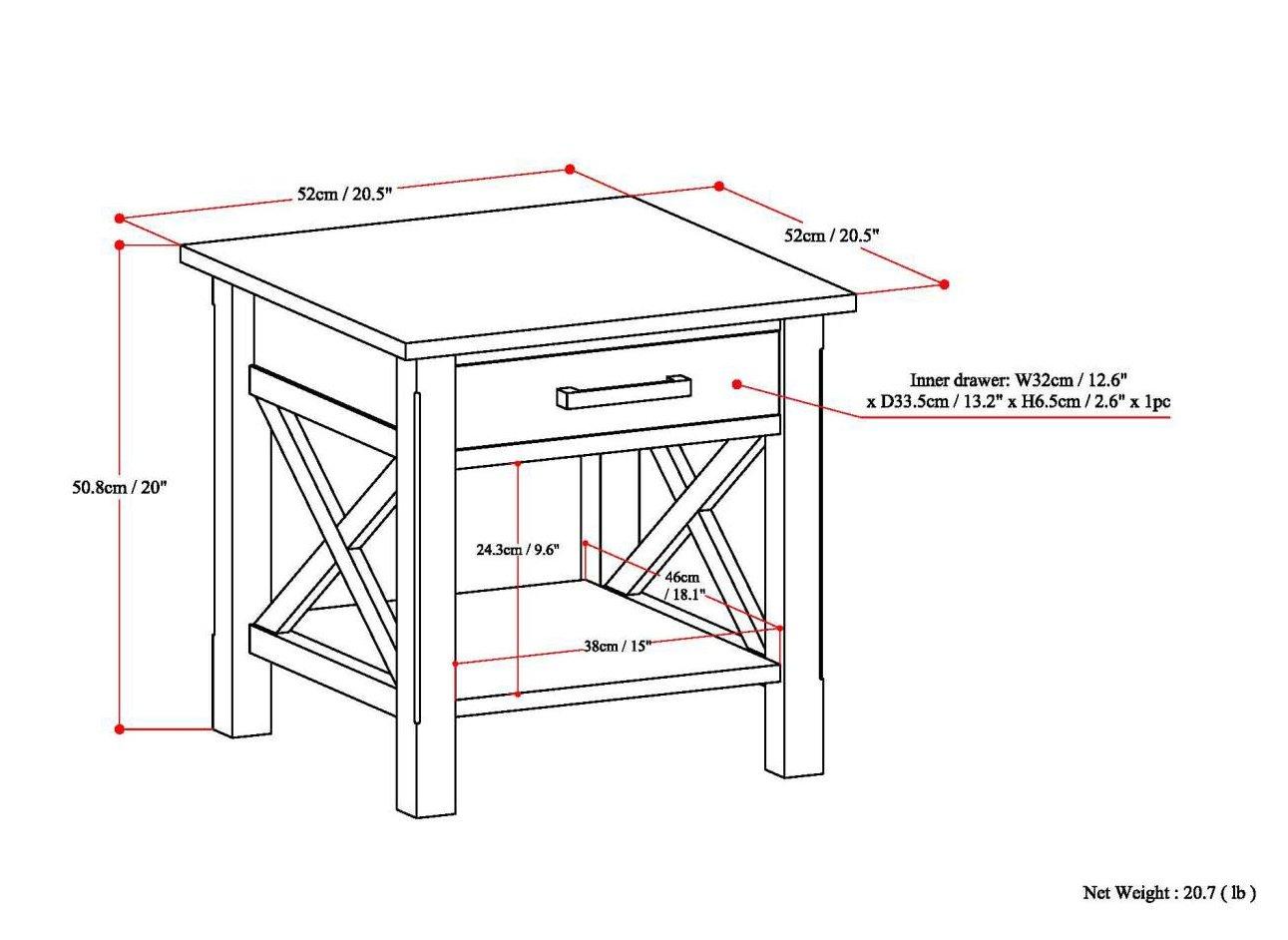 Simpli Home Kitchener 21"W Solid Mango Wood Square End Table with Storage Drawer