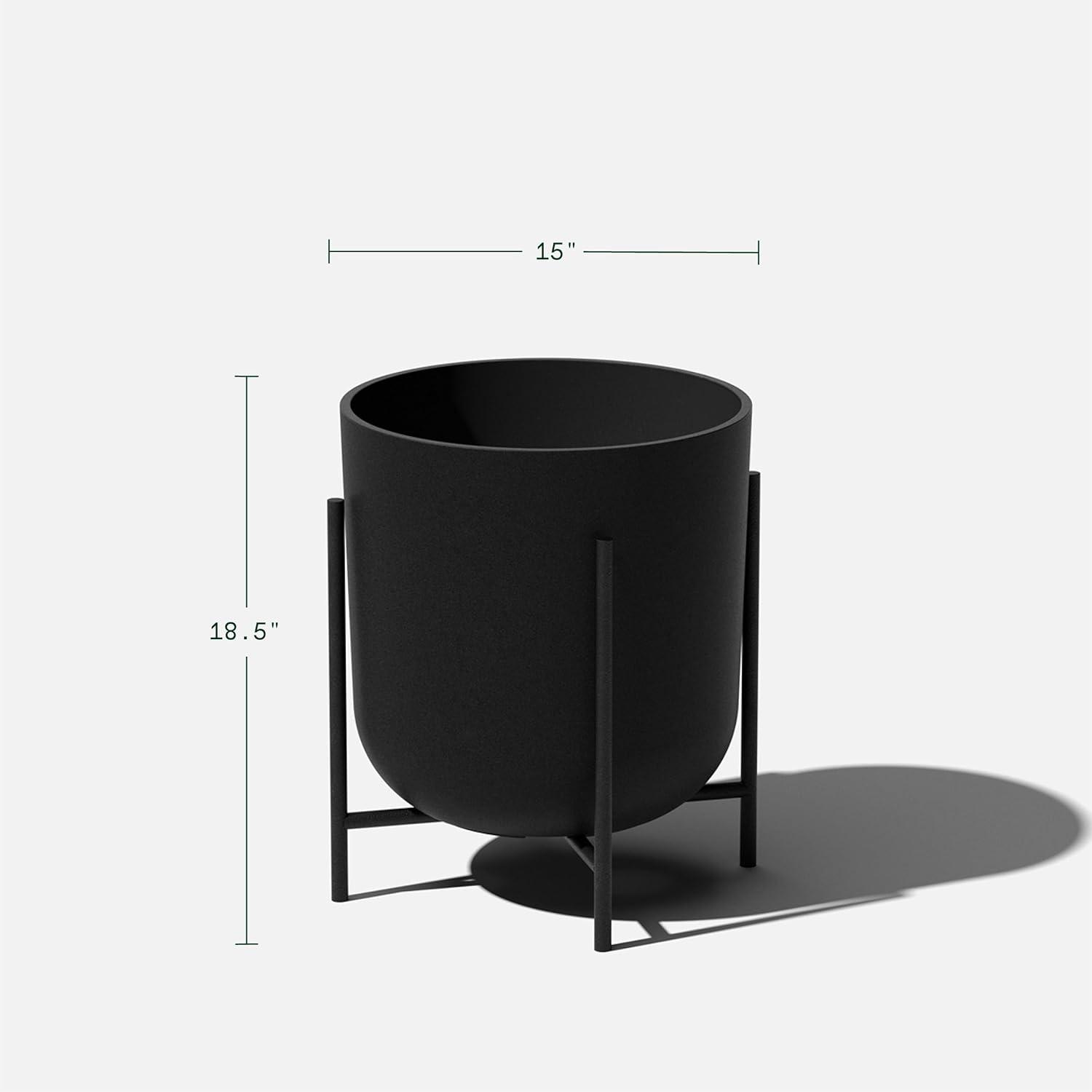 Veradek Mason Series Raised Kona 15" Plastic-Stone Planter with Stand - (Black/1 Pack)