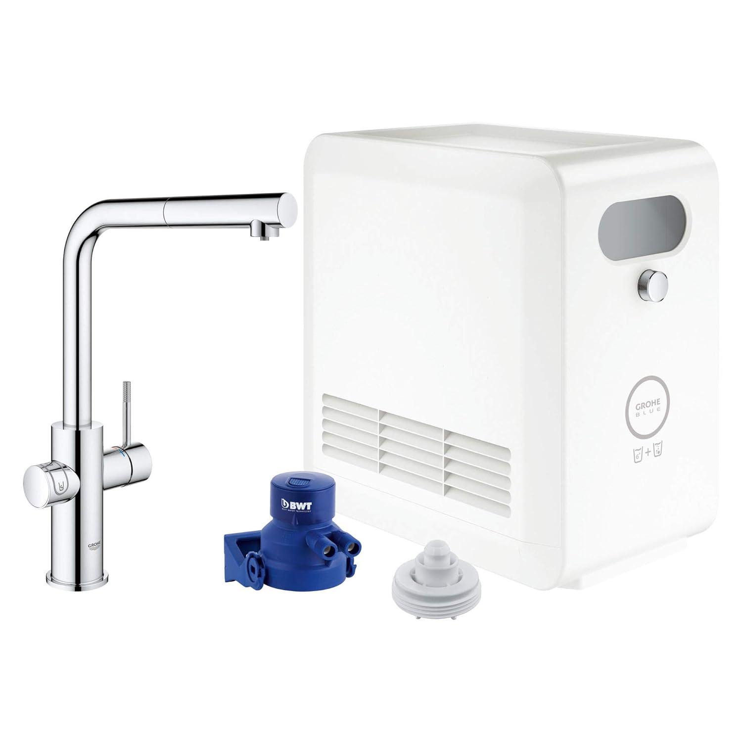 Blue Pull Out Single Handle Kitchen Faucet with Accessories