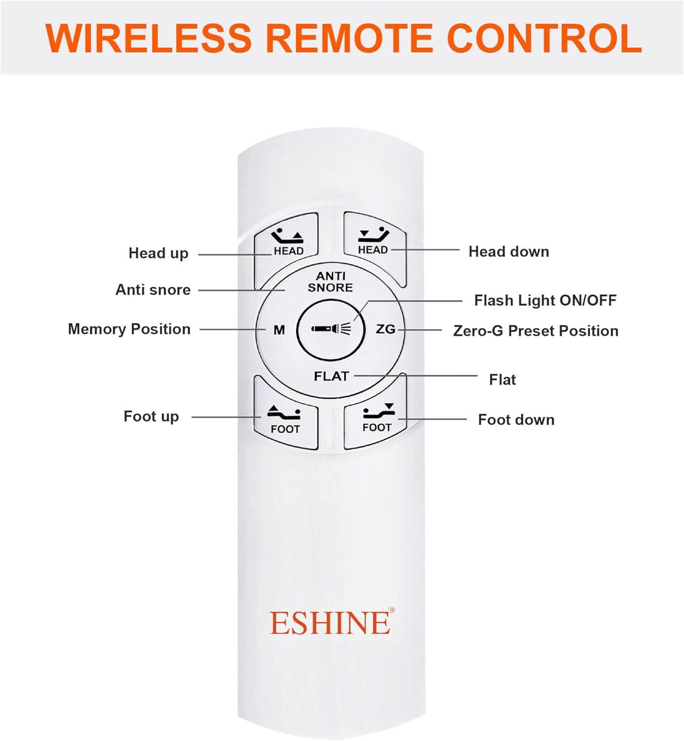 E2000 Series Zero Gravity Adjustable Bed with Wireless Remote & App Control
