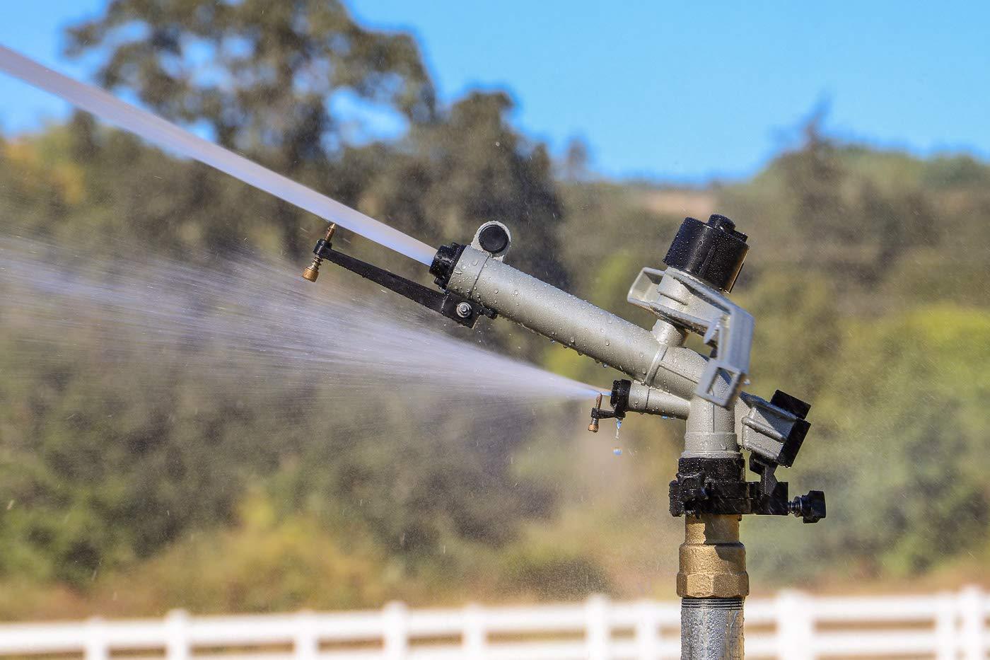 Silver and Black 1-1/2" FNPT Impact Mini-Gun Sprinkler with Brass Base